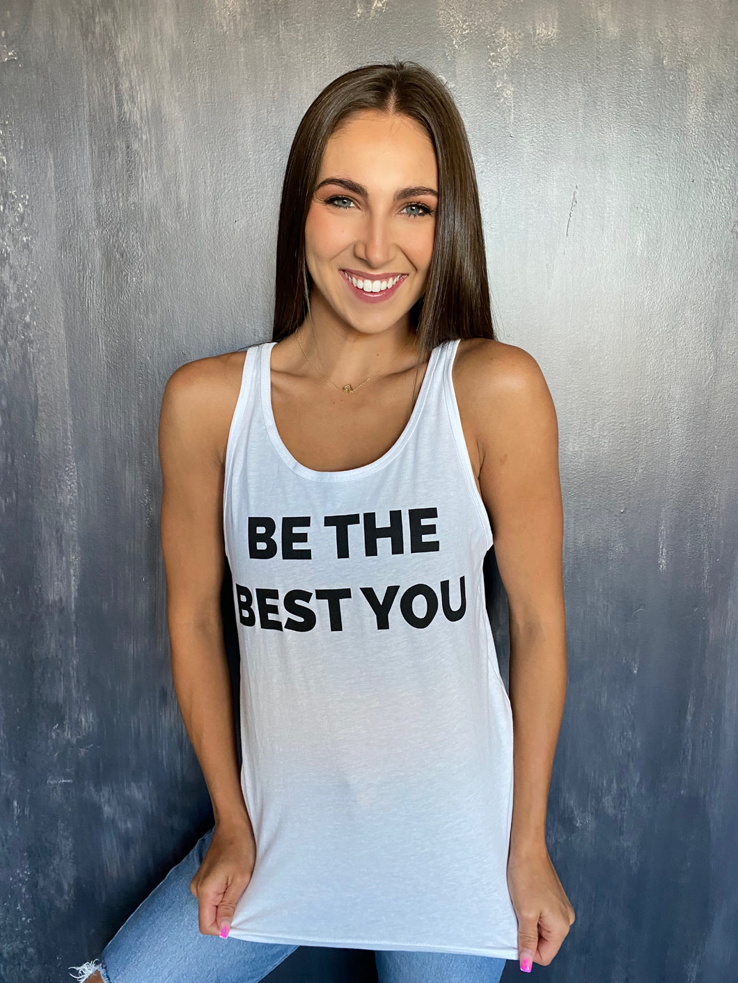 Unisex Be The Best You Jersey Tank // White