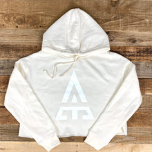 Load image into Gallery viewer, Women&#39;s White Logo Lightweight Cropped Hoodie // Bone
