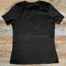 Load image into Gallery viewer, Women&#39;s White Logo Relaxed Jersey Tee // Black

