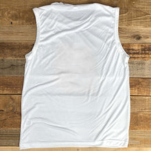 Load image into Gallery viewer, Men&#39;s Black Logo Sleeveless Competitor Tee // White
